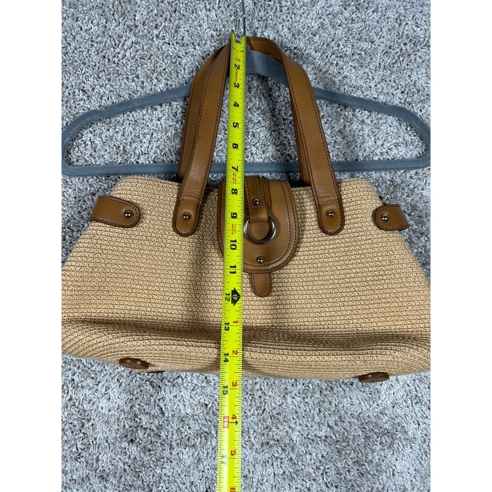 Liz Claiborne Straw Tote Handbag Beige Woven Shoulder Bag Summer Purse - Picture 10 of 11